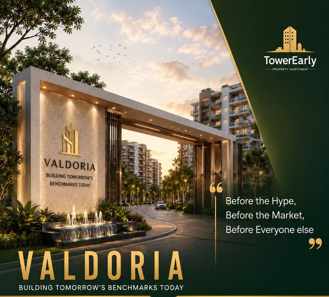 Valdoria entrance and residential towers, Gunjur–Mugalur Road